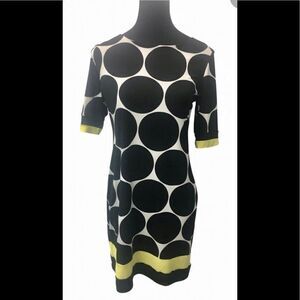 Karin Stevens Kameez Dress Black White Dots Yellow Border Size 10